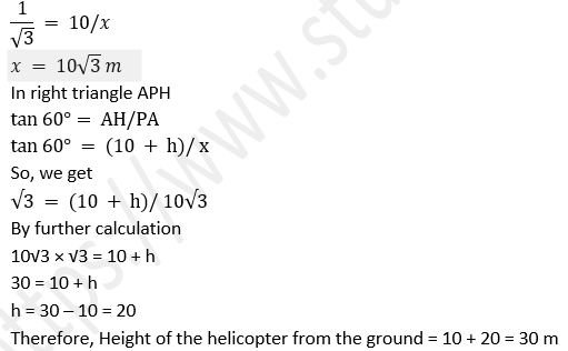 ML Aggarwal Solutions Class 10 Maths Chapter 20 Heights and Distances-19