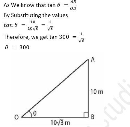 ML Aggarwal Solutions Class 10 Maths Chapter 20 Heights and Distances