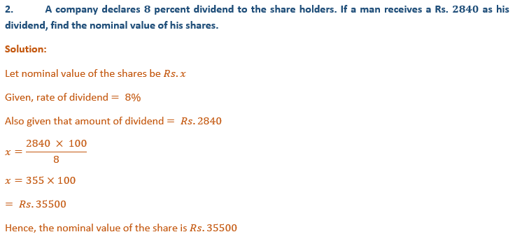 ML Aggarwal Solutions Class 10 Maths Chapter 3 Shares and Dividends-4