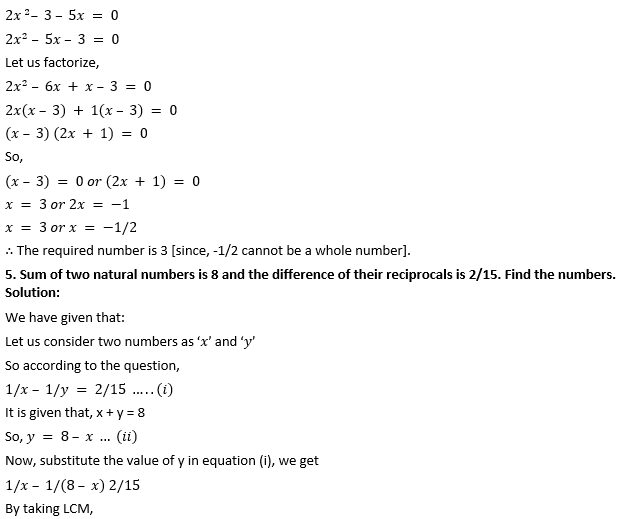 ML Aggarwal Solutions for Class 10 Maths Chapter 5 Quadratic Equations in One Variable-106