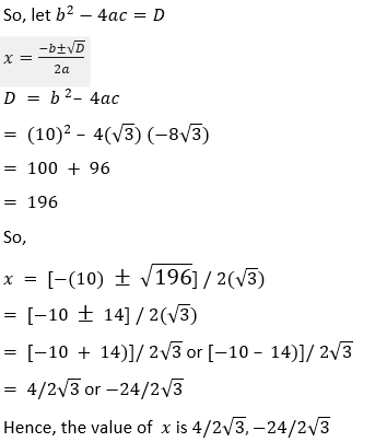 ML Aggarwal Solutions for Class 10 Maths Chapter 5 Quadratic Equations in One Variable-34