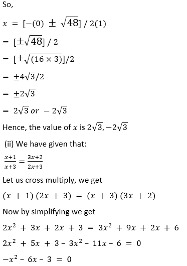 ML Aggarwal Solutions for Class 10 Maths Chapter 5 Quadratic Equations in One Variable-46