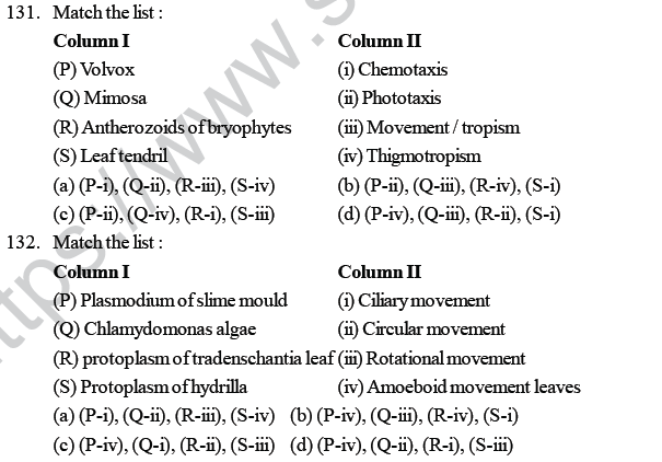 NEET UG Biology Growth and Development in plants MCQs-2