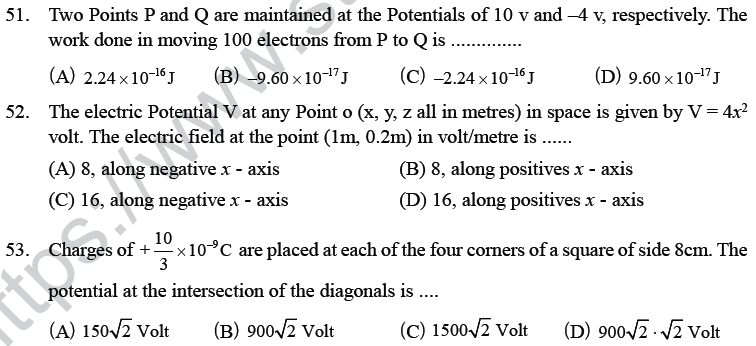 NEET UG Physics Electrostatics MCQs-14