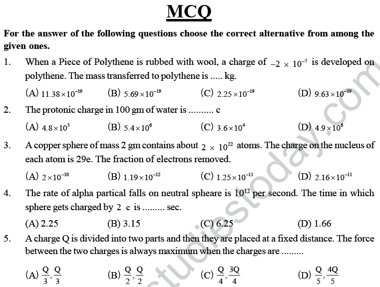 NEET UG Physics Electrostatics MCQs