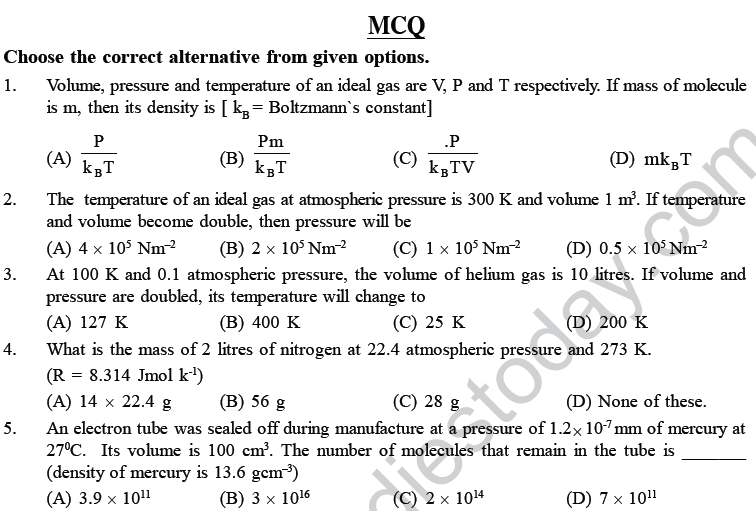 NEET UG Physics Kinetic Theory of Gases MCQs-11