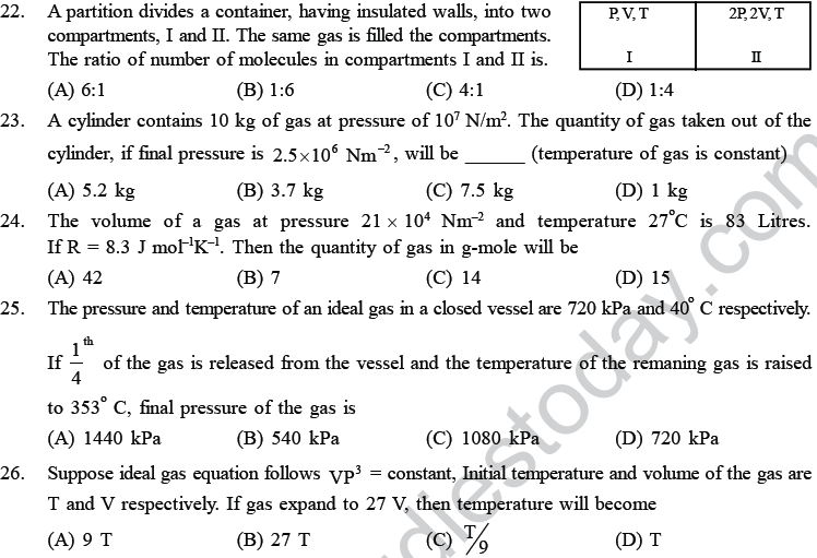 NEET UG Physics Kinetic Theory of Gases MCQs-14