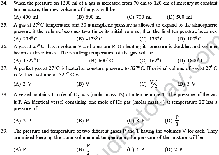 NEET UG Physics Kinetic Theory of Gases MCQs-16