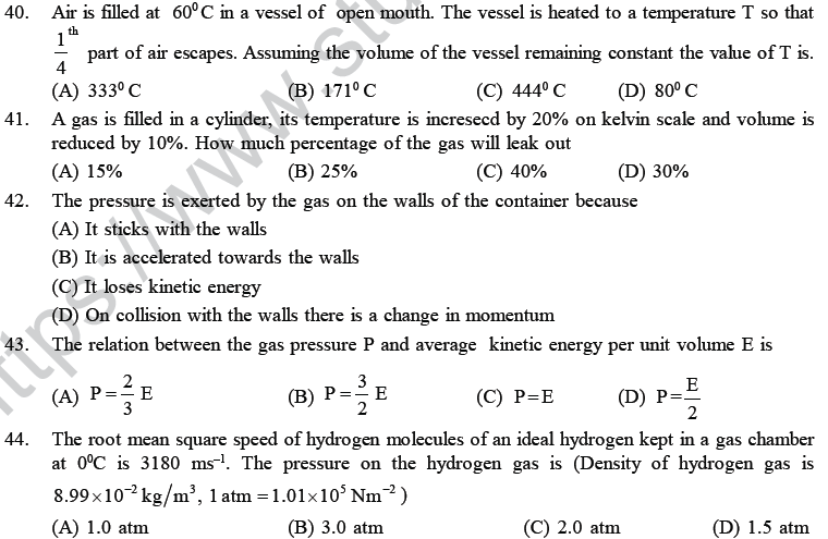 NEET UG Physics Kinetic Theory of Gases MCQs-17