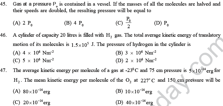 NEET UG Physics Kinetic Theory of Gases MCQs-18