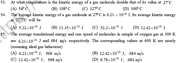 NEET UG Physics Kinetic Theory of Gases MCQs-19