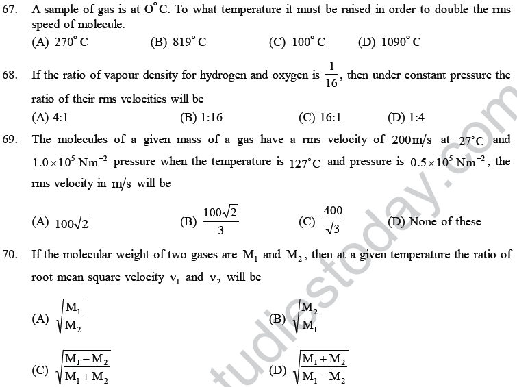 NEET UG Physics Kinetic Theory of Gases MCQs-22