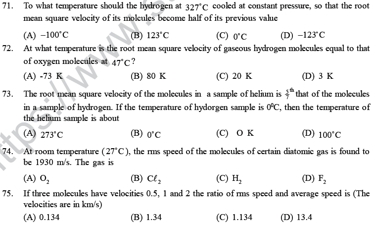 NEET UG Physics Kinetic Theory of Gases MCQs-23