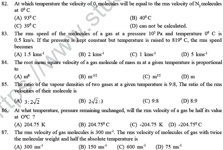 NEET UG Physics Kinetic Theory of Gases MCQs-25