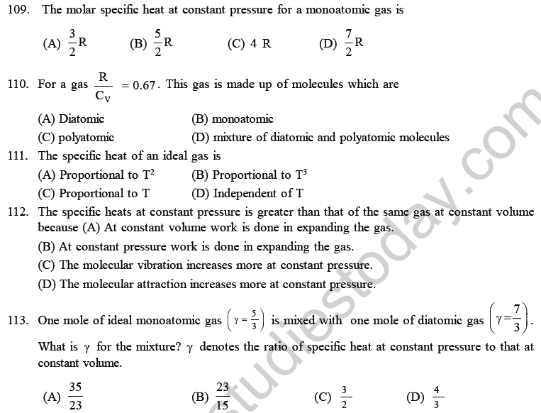 NEET UG Physics Kinetic Theory of Gases MCQs-30