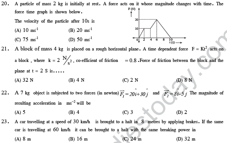 NEET UG Physics Laws of Motion MCQs-11