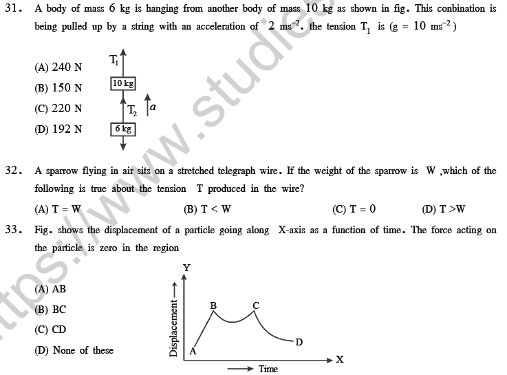 NEET UG Physics Laws of Motion MCQs-14
