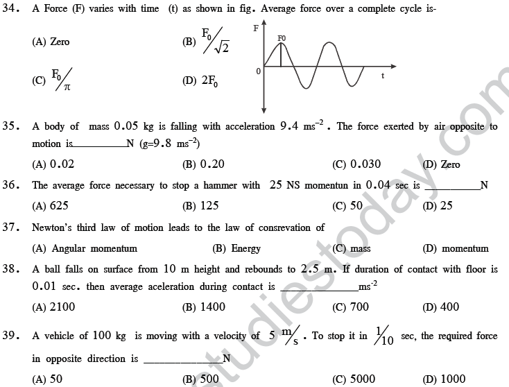 NEET UG Physics Laws of Motion MCQs-15