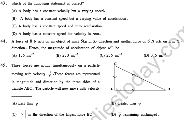 NEET UG Physics Laws of Motion MCQs