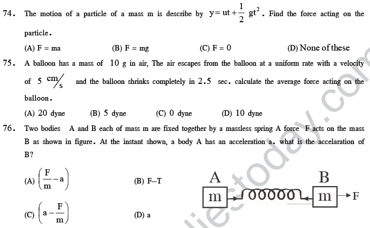 NEET UG Physics Laws of Motion MCQs-28