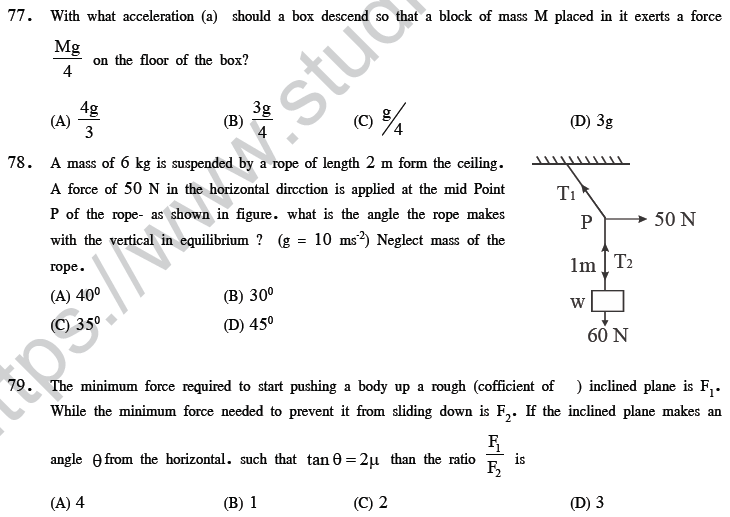 NEET UG Physics Laws of Motion MCQs-29