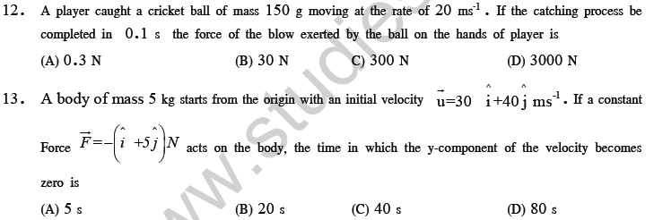 NEET UG Physics Laws of Motion MCQs