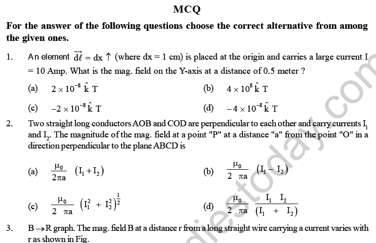 NEET UG Physics Magnetic Effects of Electric Current MCQs-18