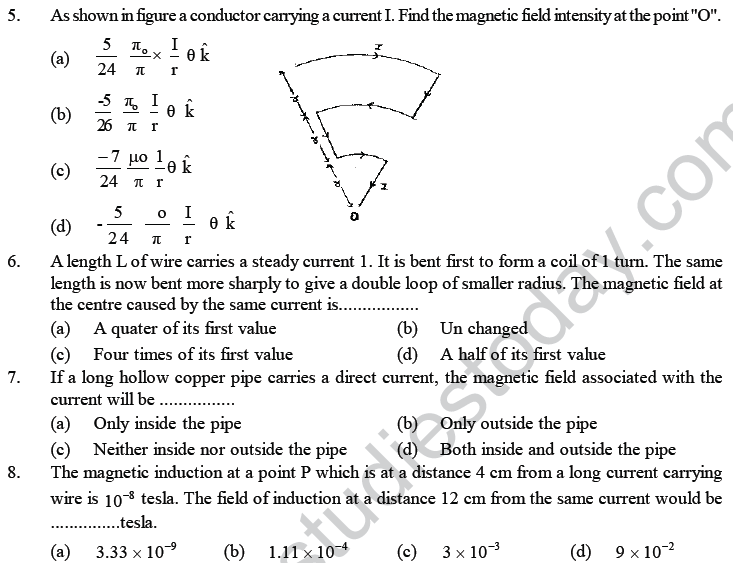 NEET UG Physics Magnetic Effects of Electric Current MCQs-20