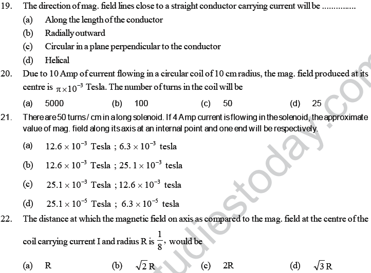 NEET UG Physics Magnetic Effects of Electric Current MCQs-24