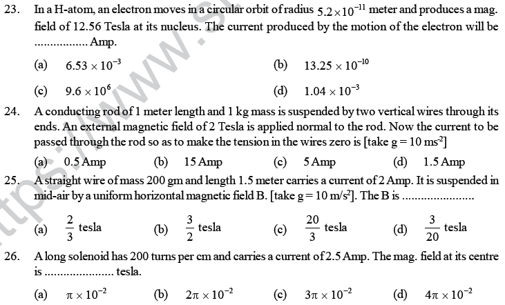 NEET UG Physics Magnetic Effects of Electric Current MCQs-25