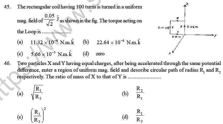 NEET UG Physics Magnetic Effects of Electric Current MCQs-31