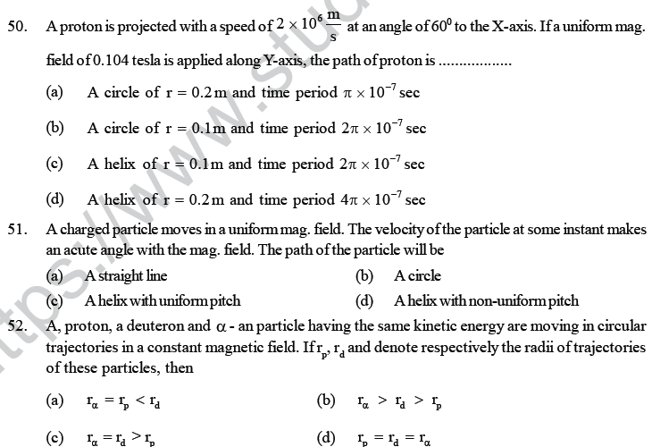 NEET UG Physics Magnetic Effects of Electric Current MCQs-33