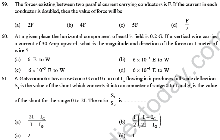 NEET UG Physics Magnetic Effects of Electric Current MCQs-36