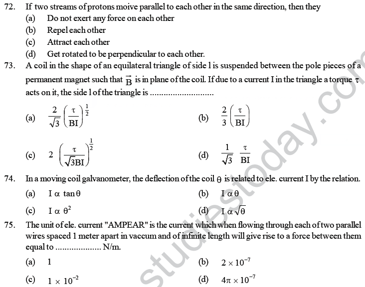 NEET UG Physics Magnetic Effects of Electric Current MCQs-40