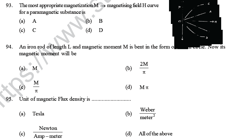 NEET UG Physics Magnetic Effects of Electric Current MCQs-51
