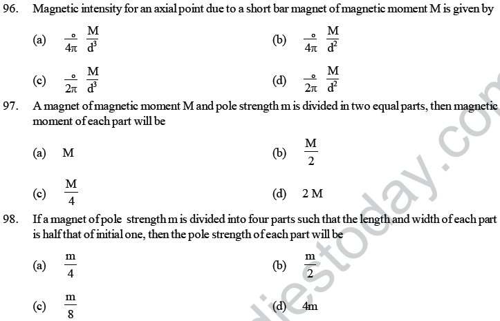 NEET UG Physics Magnetic Effects of Electric Current MCQs-52