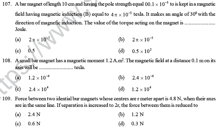NEET UG Physics Magnetic Effects of Electric Current MCQs