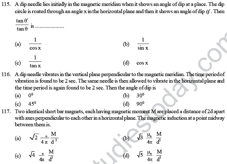 NEET UG Physics Magnetic Effects of Electric Current MCQs-58