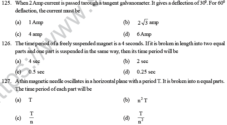 NEET UG Physics Magnetic Effects of Electric Current MCQs-62