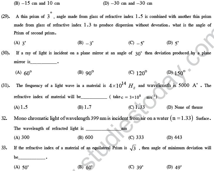 NEET UG Physics Optics MCQs-11