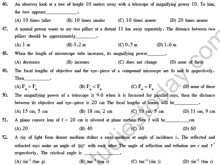 NEET UG Physics Optics MCQs-15