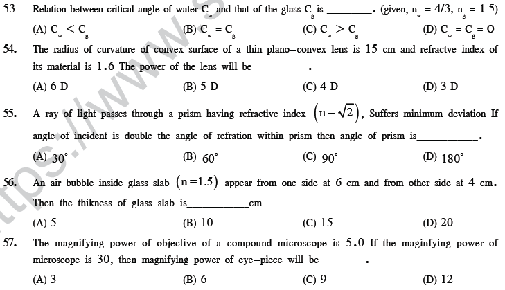 NEET UG Physics Optics MCQs-16