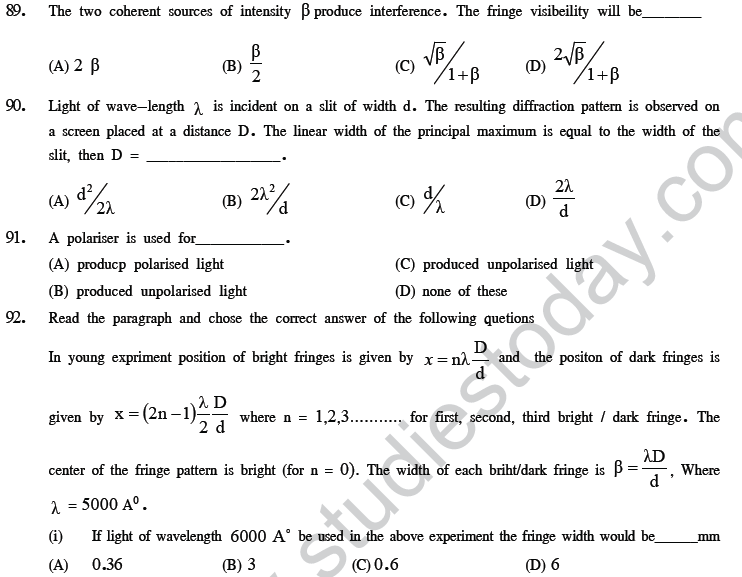 NEET UG Physics Optics MCQs-25