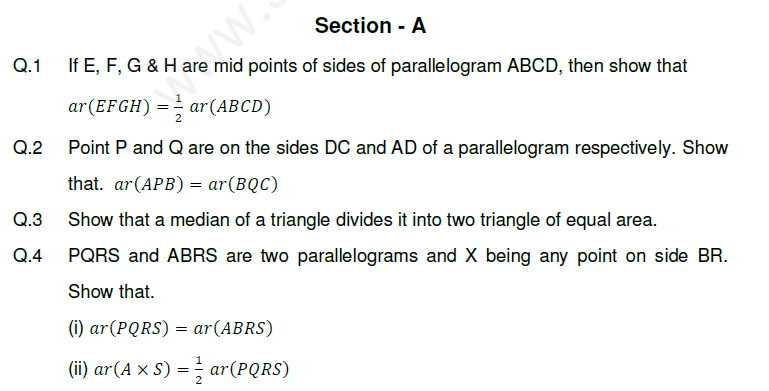 Area of parallelograms and triangles