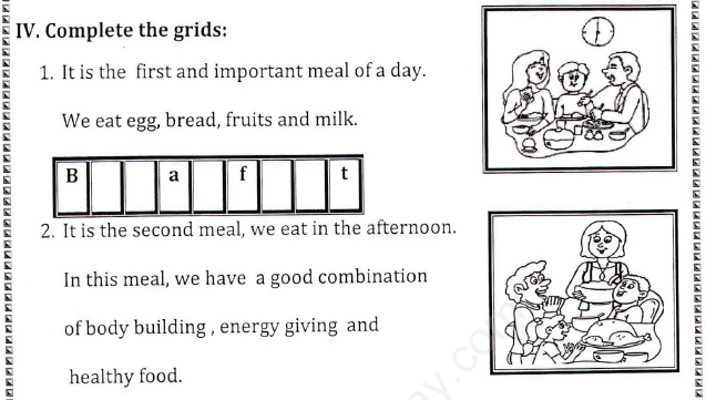 CBSE Class 1 EVS Assignment (12) - Food