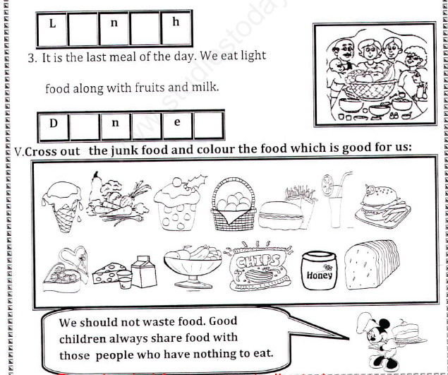 CBSE Class 1 EVS Assignment (12) - Food