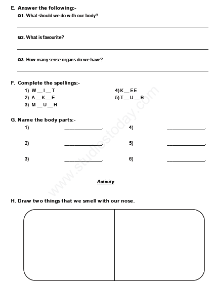 CBSE Class 1 EVS Assignment (3) - Introducing Myself