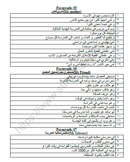 CBSE Class 10 Arabic My Mother Worksheet 1
