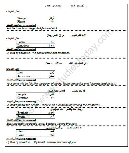 CBSE Class 10 Arabic Poems Worksheet Set B 2