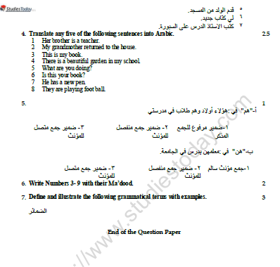 CBSE Class 10 Arabic Worksheet Set B 2